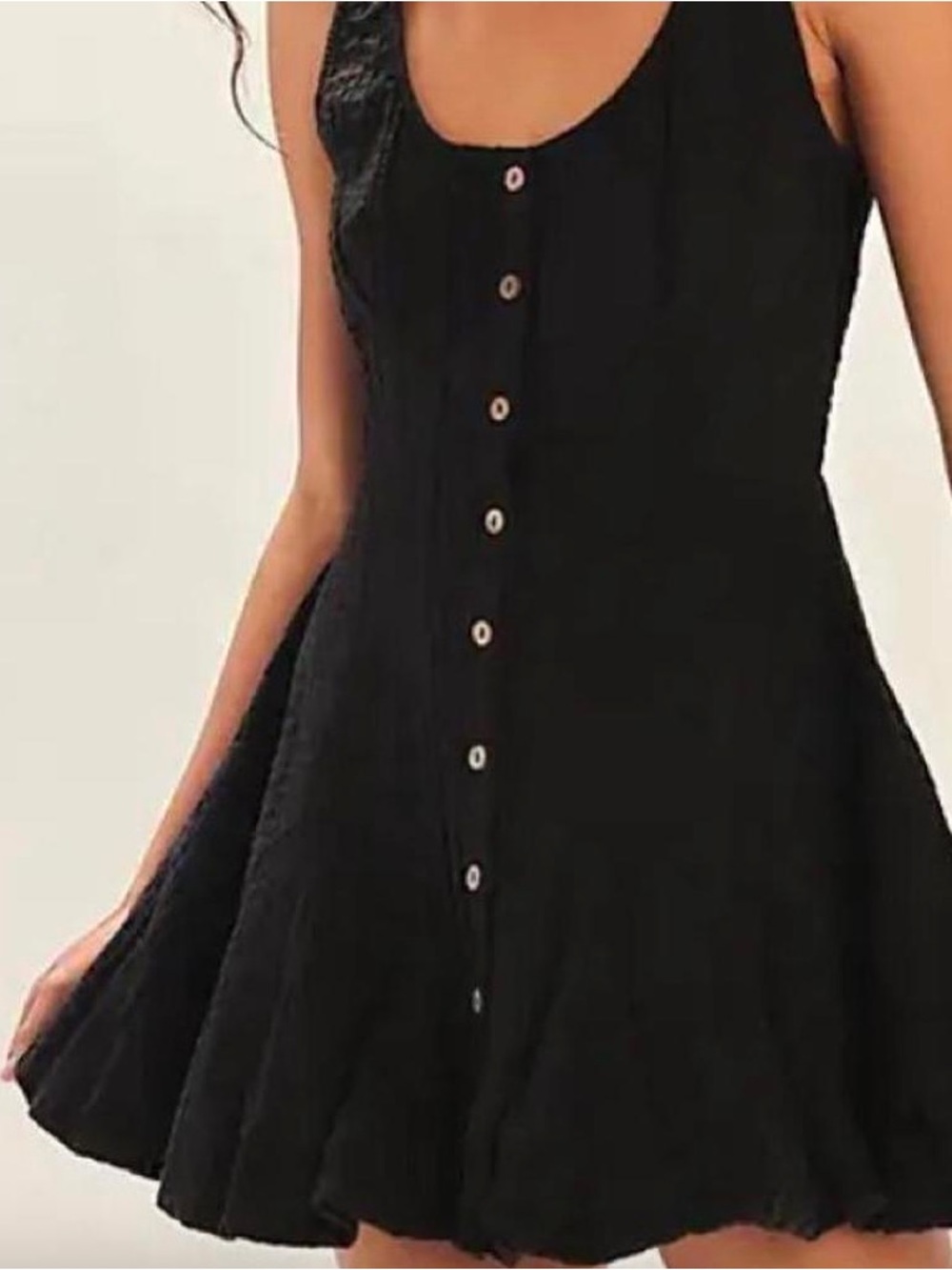 Free People Black Button-Front Sleeveless Dress